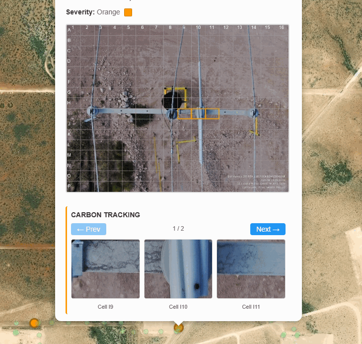 UAV visual inspection with carbon tracking technology